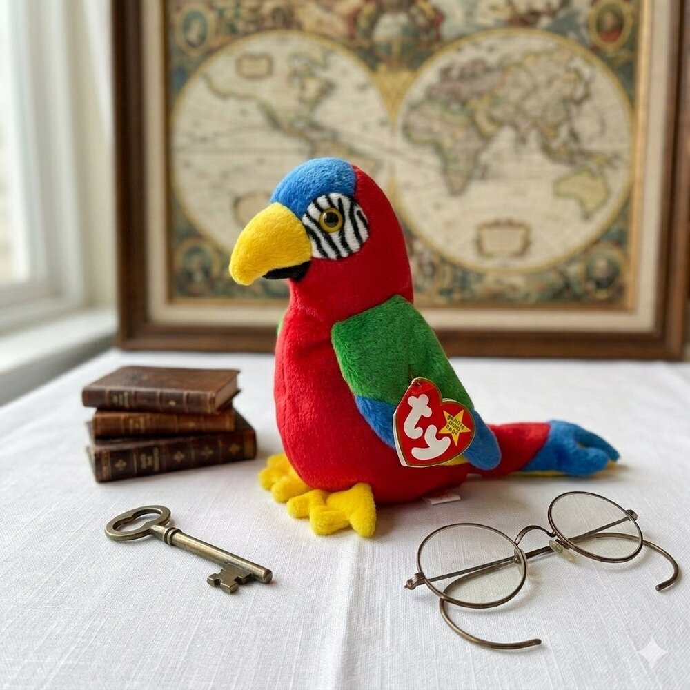 Ty Beanie Baby Jabber Parrot 1997 DOB‎ Retired Plush Toy w/ Tag Colorful Parrot